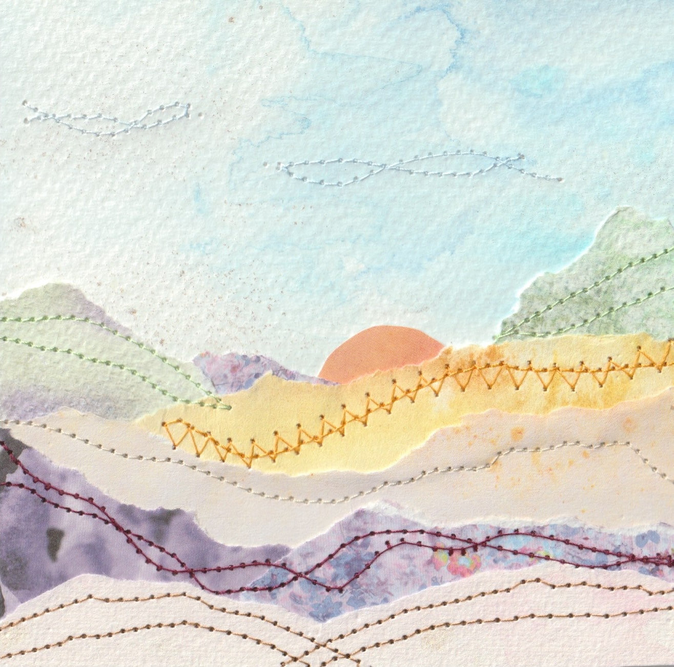 Watercolour and sewn art